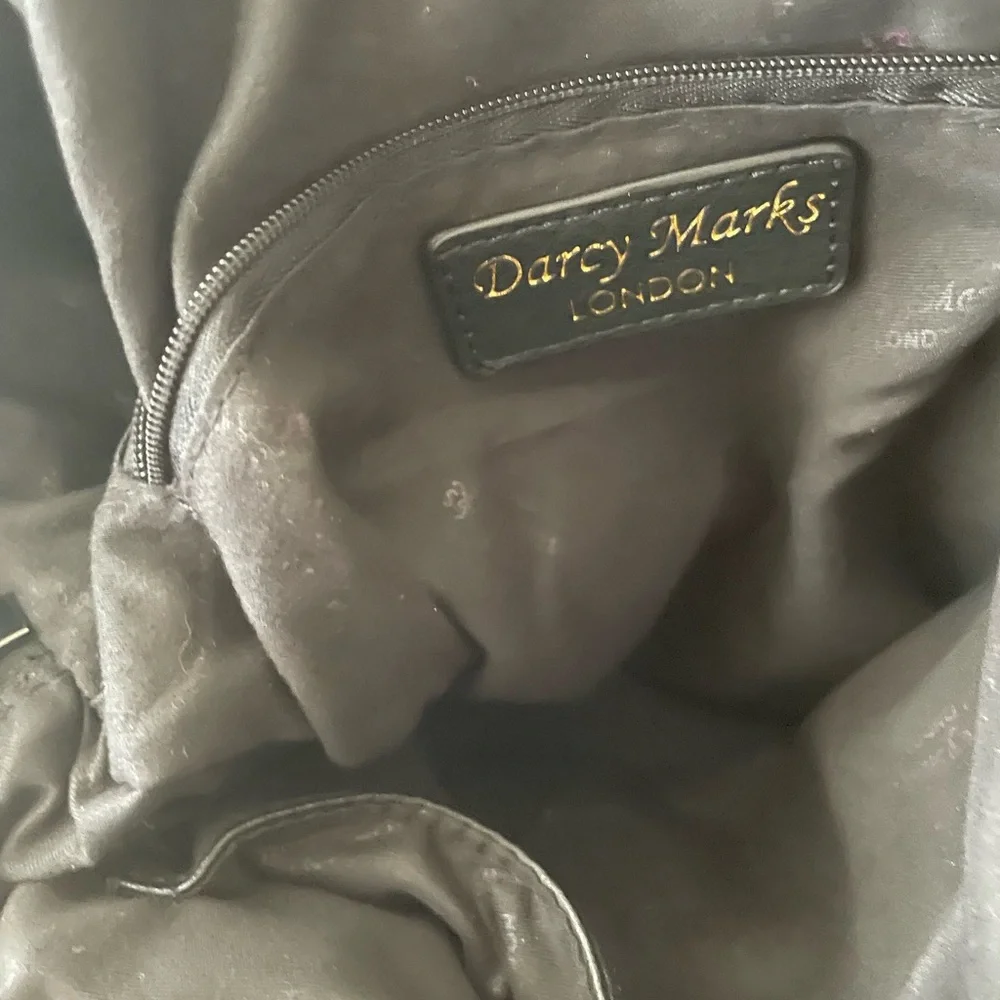 Darcy Marks London Vegan Leather Black‎ Backpack Purse Bag 12x12x5”